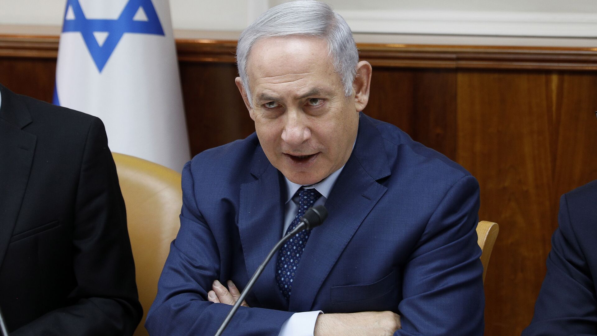 Israeli Prime Minister Benjamin Netanyahu chairs the weekly cabinet meeting at the Prime Minister's office in Jerusalem, Sunday, April 15, 2018 - Sputnik Moldova-România, 1920, 02.03.2023