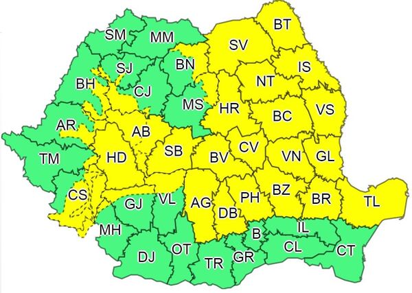 Harta României, prognoza meteo, avertizări Harta României, prognoza meteo, avertizări - Sputnik Moldova-România