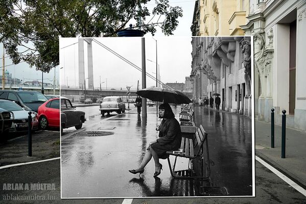 Снимок висячего моста Эржебет в Будапеште из фотопроекта Окно в прошлое венгерского фотографа Kerenyi Zoltan, 1966/2015 года - Sputnik Молдова