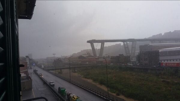 A motorway bridge which collapsed on Tuesday near the northern Italian port city of Genoa - Sputnik Moldova-România
