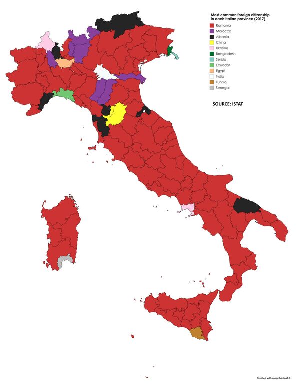 Provinciile din Italia în care românii reprezintă cea mai numeroasă minoritate Provinciile din Italia în care românii reprezintă cea mai numeroasă minoritate - Sputnik Moldova-România