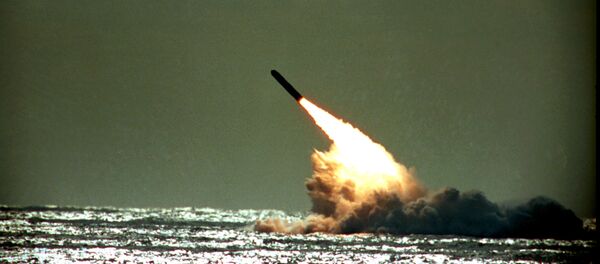 Dec. 4, 1989 file photo shows the launch of a Trident II, D-5 missile from the submerged USS Tennessee submarine in the Atlantic Ocean off the coast of Florida. As of mid-2010, 12 operational U.S. nuclear-missile submarines carry a total of 288 Trident missiles. A movement is growing worldwide to abolish nuclear weapons, encouraged by President Barack Obama's endorsement of that goal. But realists argue that more stability and peace must first be achieved in the world. - Sputnik Moldova-România
