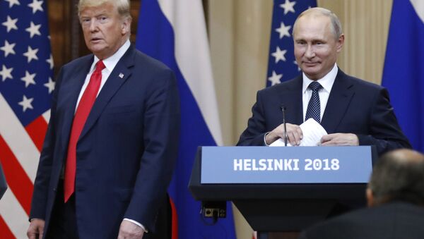 In this July 16, 2018, file photo, U.S. President Donald Trump, left, and Russian President Vladimir Putin arrive for a press conference after their meeting at the Presidential Palace in Helsinki, Finland. If Donald Trump is serious about his public courtship of Vladimir Putin, he may want to take pointers from one of the Russian leader's longtime suitors: Chinese President Xi Jinping. In this political love triangle, Putin and Xi are tied by strategic need and a rare dose of personal affection, while Trump's effusive display in Helsinki showed him as an earnest admirer of the man leading a country long considered America's adversary - Sputnik Moldova-România