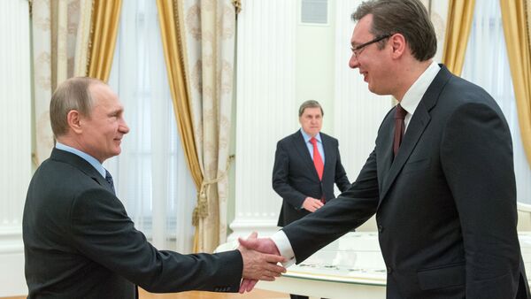 Russian President Vladimir Putin meets with Serbian Prime Minister Aleksandar Vucic - Sputnik Moldova-România