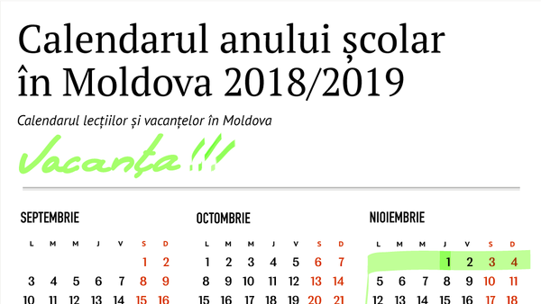 Calendarul anului școlar în Moldova 2018/2019 - Sputnik Moldova