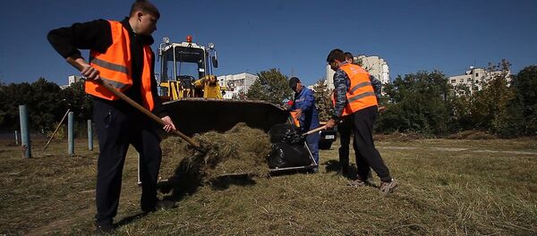 В авиагородке Кишинева работники аэропорта провели генеральную уборку - Sputnik Молдова