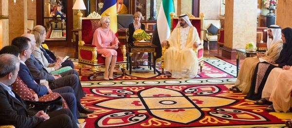 Întrevederea prim-ministrului României, Viorica Dăncilă, cu Mohammed bin Rashid Al Maktoum, vicepreşedintele şi prim-ministrul Emiratelor Arabe Unite, conducătorul Emiratului Dubai - Sputnik Moldova-România