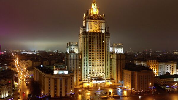 A night view of the Russian Foreign Ministry building in Moscow, Russia, Sunday, March 1, 2015 - Sputnik Moldova-România