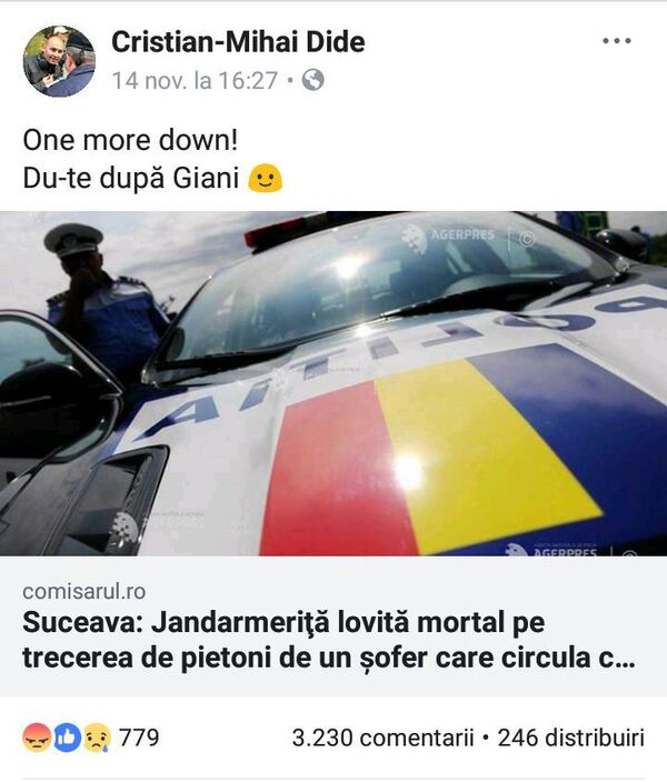 Rezistentul Dide, luat la ochi de Jandarmerie: „satisfacție bolnavă...ura nu a dispărut” Rezistentul Dide, luat la ochi de Jandarmerie: „satisfacție bolnavă...ura nu a dispărut” - Sputnik Moldova-România