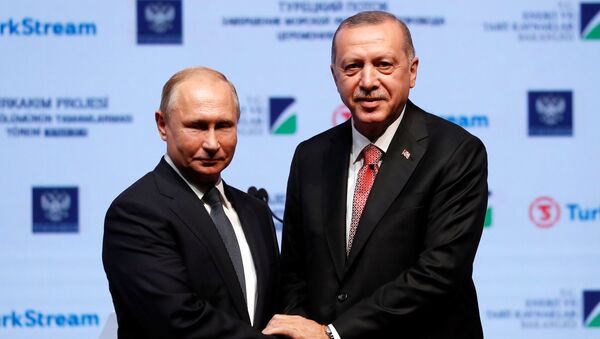 Президент Турции Тайип Эрдоган и его российский коллега Владимир Путин - Sputnik Moldova-România