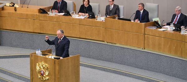 Выступление президент Молдовы на пленарном заседании Госдумы России - Sputnik Moldova