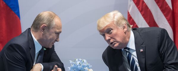 Президент РФ Владимир Путин и президент США Дональд Трамп во время беседы на полях саммита лидеров Группы двадцати G20 в Гамбурге - Sputnik Moldova-România