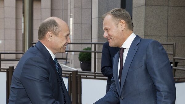 Valeriu Streleţ şi Donald Tusk, întrevedere la Bruxelles - Sputnik Moldova