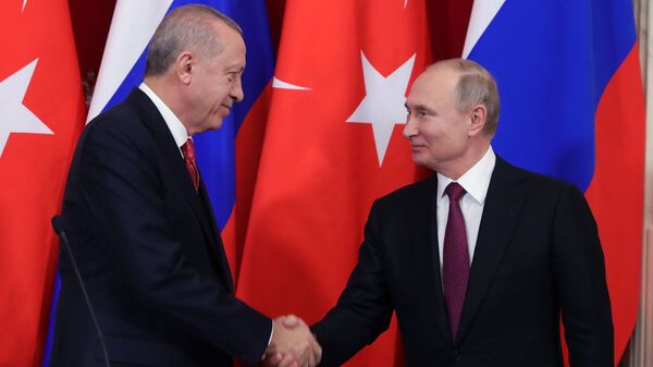 Встреча президента РФ В. Путина с президентом Турции Р. Т. Эрдоганом - Sputnik Moldova-România