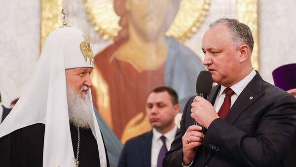 Патриарх Кирилл и Игорь Додон - Sputnik Moldova