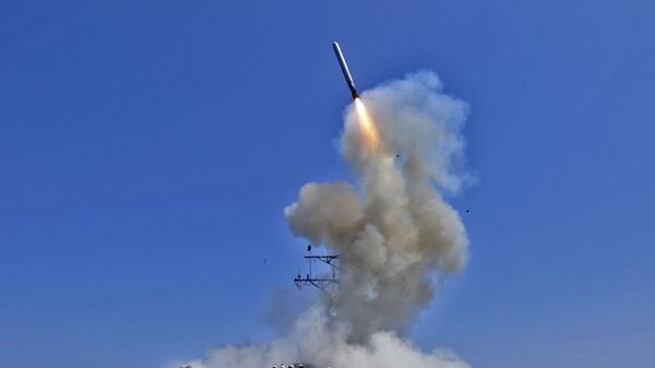 BGM-109 Tomahawk Land-Attack Missile (TLAM), seen here being launched from a US warship. - Sputnik Moldova-România