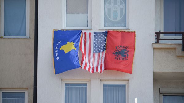 Флаги Косово, США и Албании - Sputnik Moldova