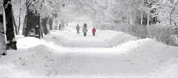 Прохожие на заснеженной улице в Москве - Sputnik Молдова