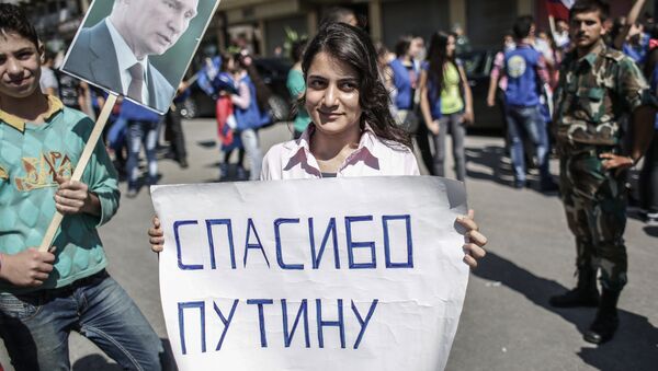 Митинг в поддержку Б. Асада и В. Путина в Сирии - Sputnik Молдова