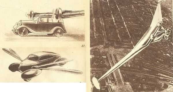 Иллюстрация летающего автомобиля из будущего в журнале Техника молодежи за 1938 год - Sputnik Молдова