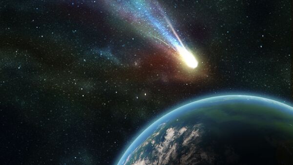  Earth in space with a flying asteroid - Sputnik Moldova