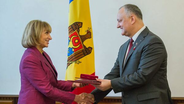 Președintele Republicii Moldova, Igor Dodon, și Dafina Gercheva, rezident-coordonator al ONU în Moldova - Sputnik Moldova