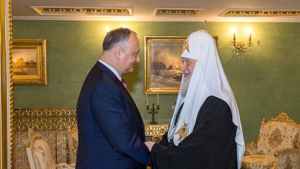 Președintele Igor Dodon și Patriarhul Kirill  - Sputnik Moldova