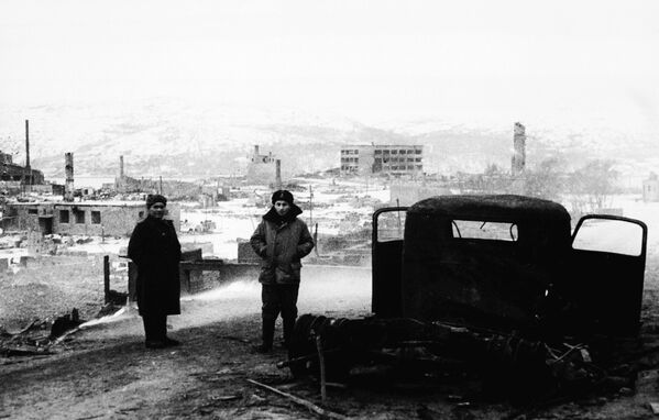 Город Киркенес (Норвегия), дотла сожженный фашистами, 1944 год  - Sputnik Молдова