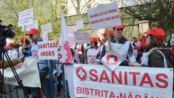 Protest Federației Sanitas din România - Sputnik Moldova-România