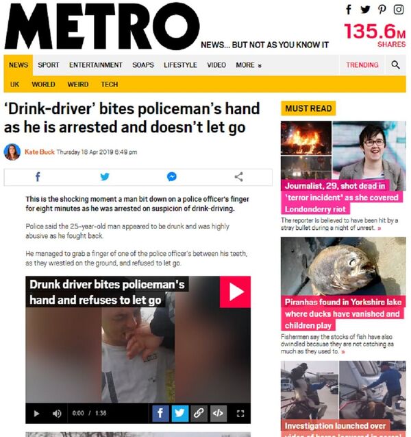 „Degetul” polițistului din Moldova, mușcat de un șofer, a ajuns în presa britanică - Foto „Degetul” polițistului din Moldova, mușcat de un șofer, a ajuns în presa britanică - Foto - Sputnik Moldova