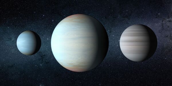 Третья планета (в центре), открытая в уникальной звездной системе Kepler-47 - Sputnik Молдова