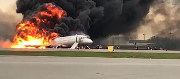 В Шереметьево загорелся пассажирский самолет. Съемка очевидца - Sputnik Молдова