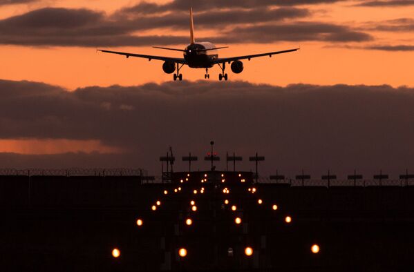Самолет Airbus A320 авиакомпании Аэрофлот заходит на посадку в международном аэропорту Шереметьево, 2014 год - Sputnik Молдова