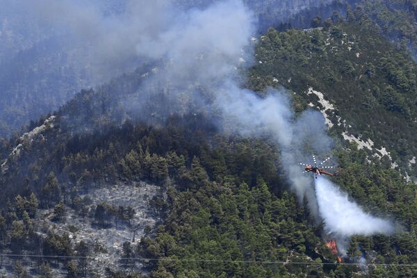 Stingerea incendiului forestier cu elicopterul de pe insula Evia. - Sputnik Moldova