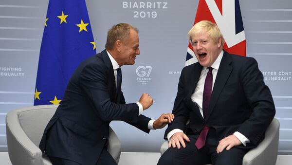 На полях саммита G7 в Биарицце глава Евросовета Дональд Туск и премьер-министр Великобритании Борис Джонсон не смогли достичь прогресса по ситуации вокруг Brexit. - Sputnik Молдова