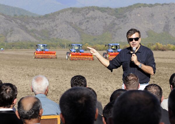 Михаил Саакашвили во время встречи с работниками сельского хозяйства недалеко от города Кварели, восточная Грузия - Sputnik Молдова