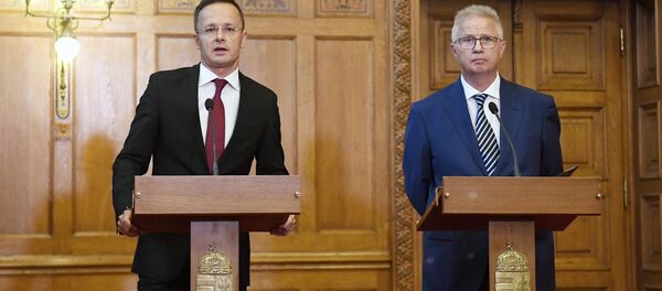 Peter Szijjarto (D) și Laszlo Trocsanyi (S) - Sputnik Moldova-România