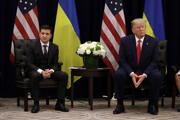 Президент Украины Владимир Зеленский на встрече с президентом США Дональдом Трампом в Нью-Йорке  - Sputnik Молдова