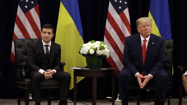Президент Украины Владимир Зеленский на встрече с президентом США Дональдом Трампом в Нью-Йорке  - Sputnik Молдова