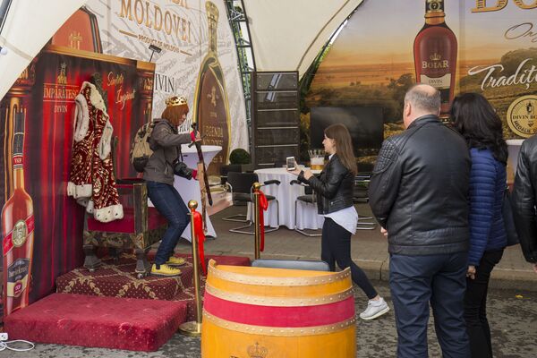 Посетители могли сфотографироваться на фоне брендовых марок вин. - Sputnik Молдова