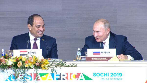 Владимир Путин в шутку пообещал поделиться зарплатой с президентом Египта Фаттахом ас-Сиси - Sputnik Молдова
