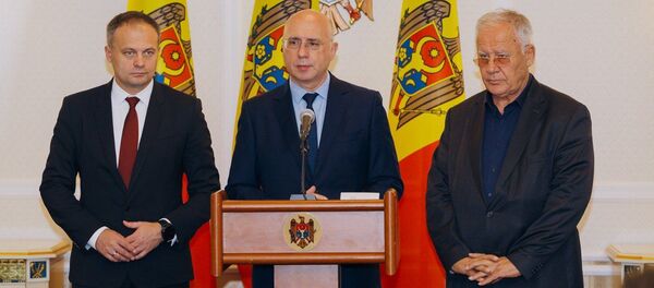 Представители Демпартии во время заявлений для прессы после консультаций с президентом Игорем Додоном - Sputnik Moldova