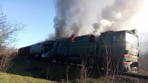 Incendiu la un tren marfar în apropierea localității Vulcănești, UTA Găgăuzia - Sputnik Молдова