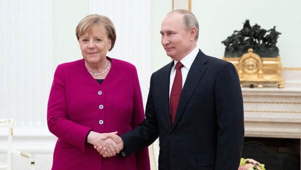 Встреча президента РФ В. Путина с канцлером Германии А. Меркель - Sputnik Молдова