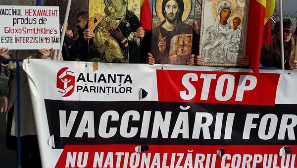Protest împotriva vaccinării, București - Sputnik Moldova-România