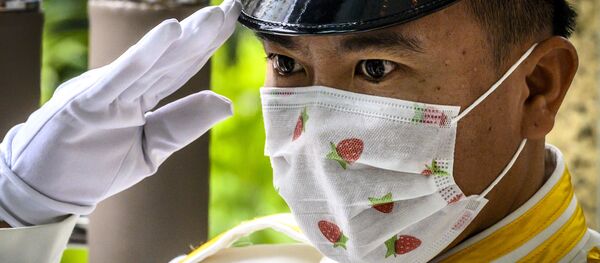 Сотрудник охраны в маске в Бангкоке Сотрудник охраны в маске в Бангкоке - Sputnik Moldova-România