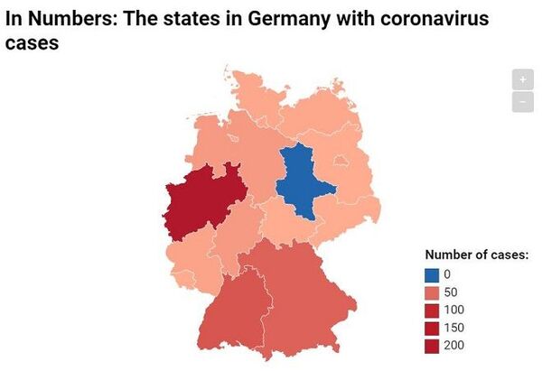 Hartă: zonele din Germania care sunt cele mai afectate de coronavirus Hartă: zonele din Germania care sunt cele mai afectate de coronavirus - Sputnik Moldova-România
