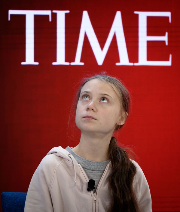 Шведская активистка Грета Тунберг во время ежегодной встречи Всемирного экономического форума в Давосе - Sputnik Молдова