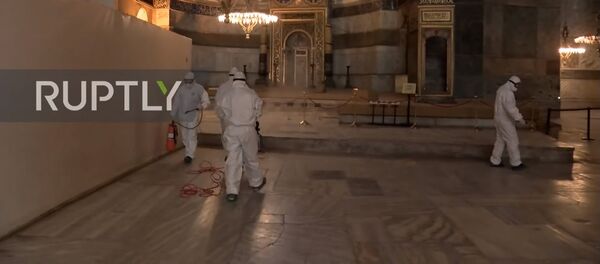 Istanbul deploys disinfection teams at iconic Hagia Sophia amid coronavirus fears Istanbul deploys disinfection teams at iconic Hagia Sophia amid coronavirus fears - Sputnik Молдова