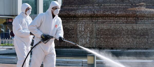 Сотрудники санитарных служб проводят обработку улиц в Стамбуле - Sputnik Moldova